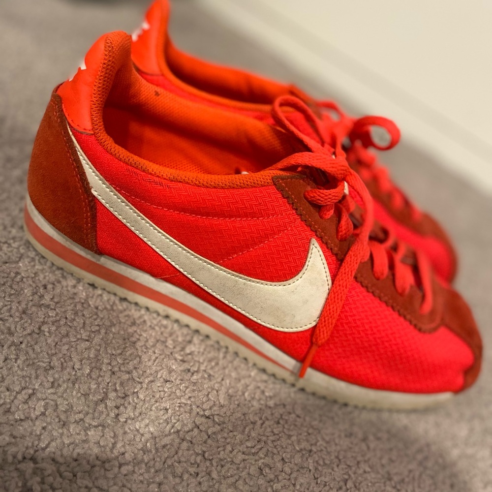 Nike neon orange court sneakers
